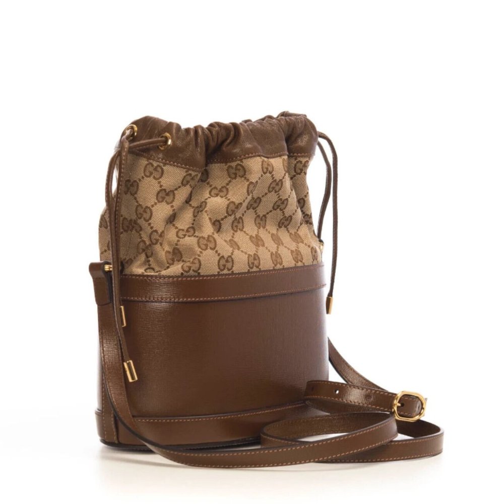 Gucci Brown Bucket GG Chocolate Horse Bit 1955 Calfskin Leather Handbag Bag NEW - Picture 5 of 11